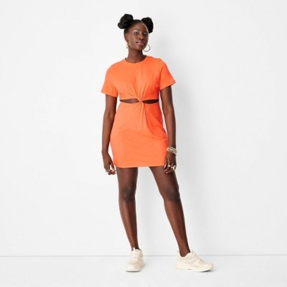 Orange T-shirt Mini Dress